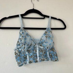 Light blue lace floral bralette/top